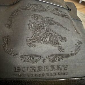 Authentic Burberry Black Embossed Canvas and Leather Bag